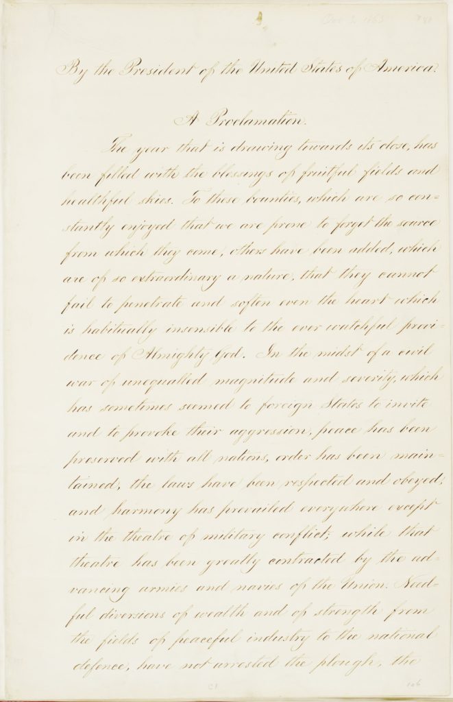 Proclamation of Thanksgiving - Abraham Lincoln