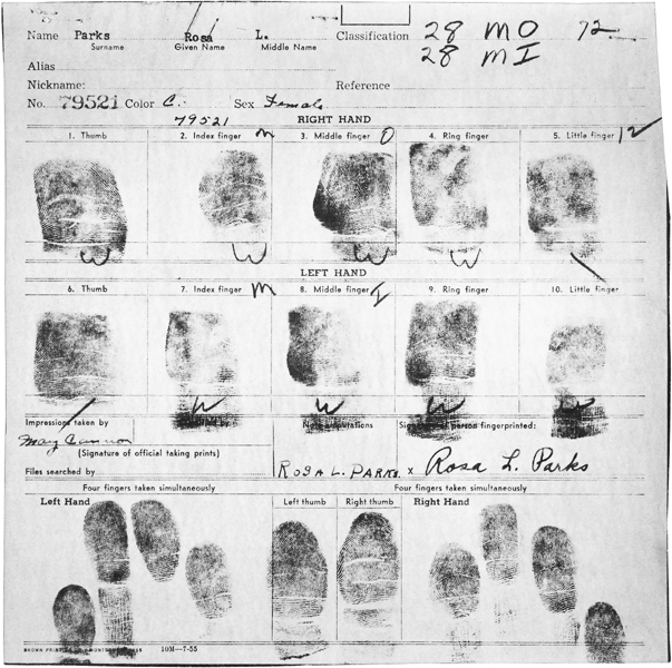 Rosa Parks fingerprints